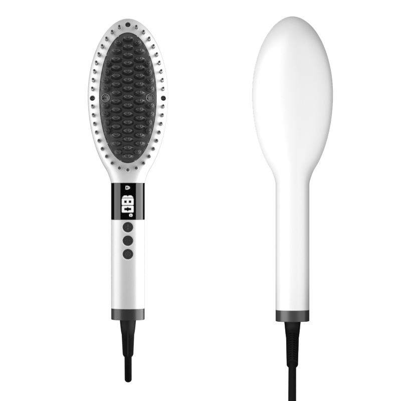 Brosse à lisser les cheveux LCD à ions négatifs électriques magiques 2 en 1