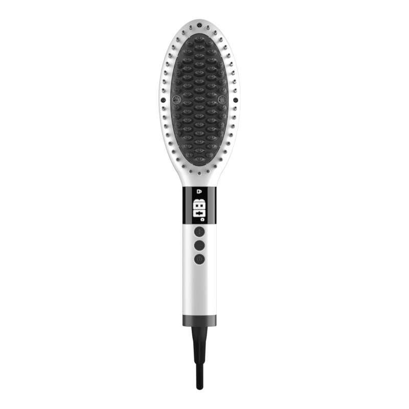 Mini brosse à lisser les cheveux ionique à chaleur rapide Anti-brûlure blanche