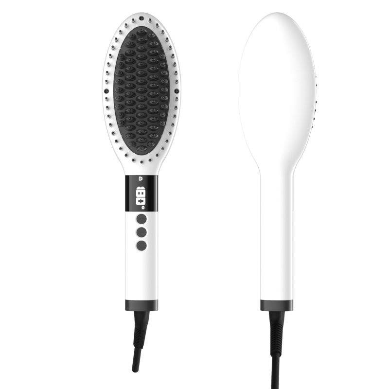 Brosse électrique portative professionnelle de lisseur de cheveux menée en céramique en céramique