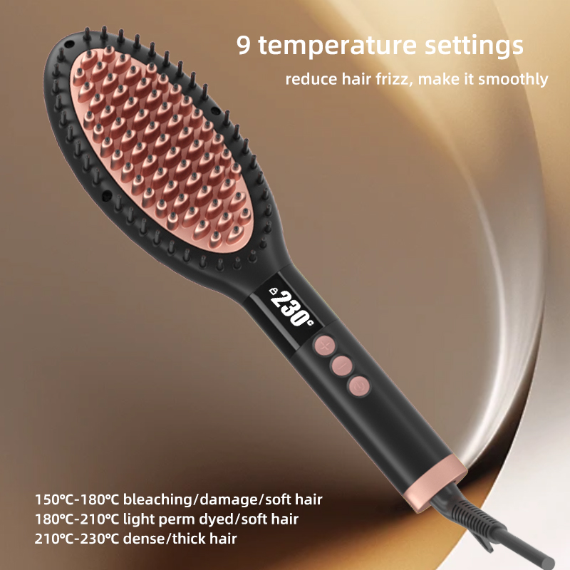 Brosse à lisser les cheveux avec revêtement en céramique, mini écran intelligent portable