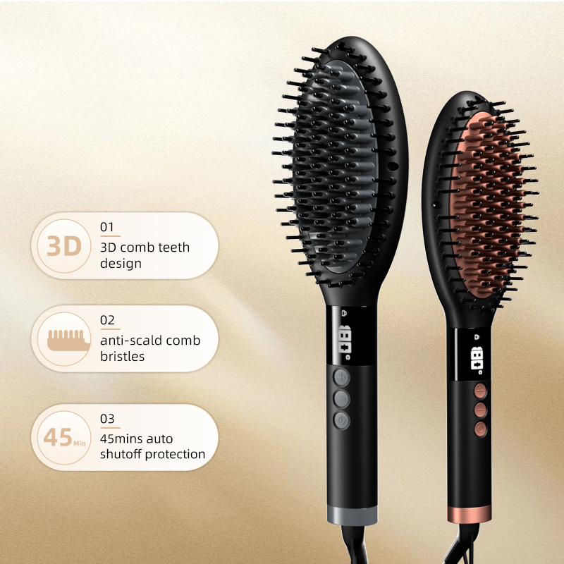 Brosse à lisser les cheveux avec revêtement en céramique, mini écran intelligent portable